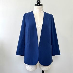 The Limited cobalt blue blazer business casual formal collarless front pockets